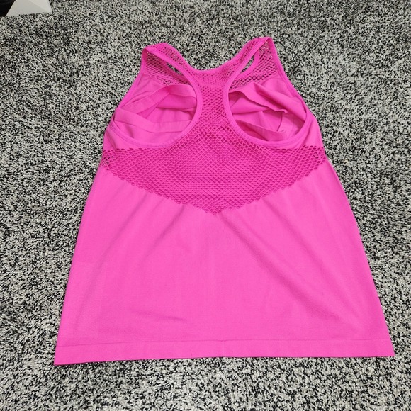 Beachbody Mesh Fishnet Tank Top Pink Fushcia Women L,Stretch Built In Bra No Pad - Picture 5 of 7